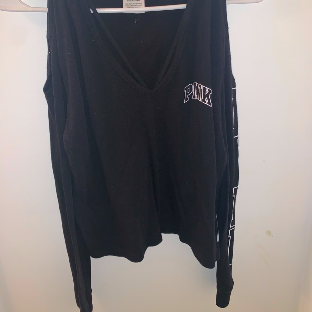 Pink cold shoulder T